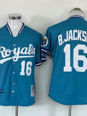 Men’s KC Royals Bo Jackson #16 Teal Alternate Jersey